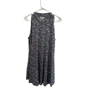 Earthbound‎ Trading Co. Blue Floral High-Neck Sleeveless Swing Dress - Large